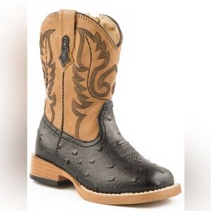NWT Roper Toddler Black Tan Ostrich Print Boots